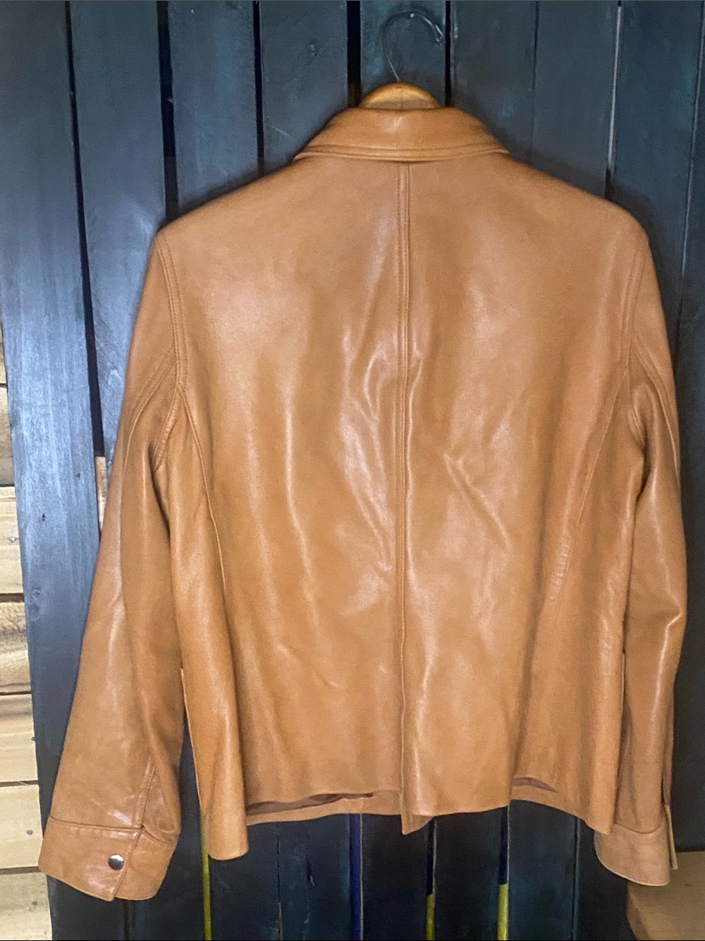 Lauren Ralph Lauren women’s Cognac Leather Button-Front Jacket large - Picture 6 of 6
